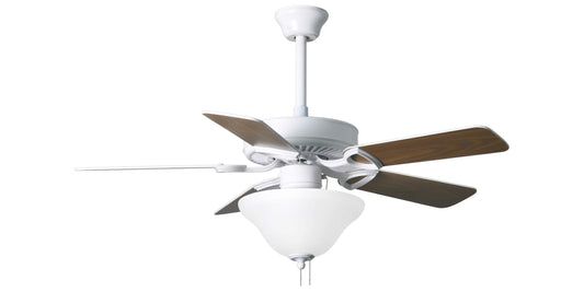 AM-TW-WH-42-LK Atlas America 52" Ceiling Fan in Gloss White with Reversible White/Light Oak Wood Tone Blades