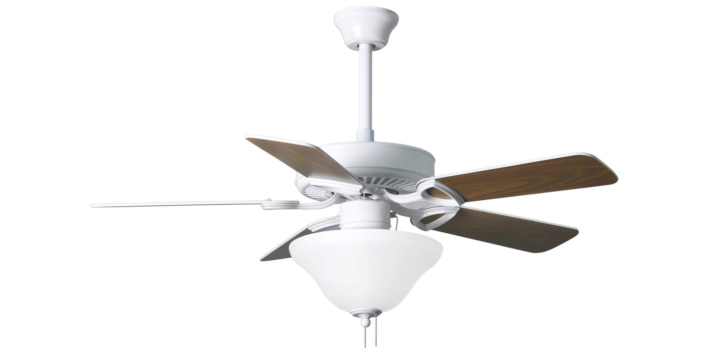 AM-USA-WH-42-LK Atlas America 52" Ceiling Fan in Gloss White with Reversible White/Light Oak Wood Tone Blades