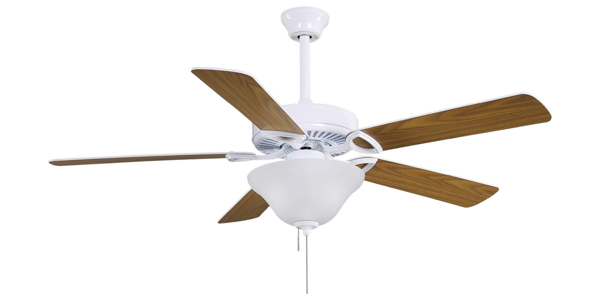 AM-TW-WH-52-LK Atlas America 52" Ceiling Fan in Gloss White with Reversible White/Light Oak Wood Tone Blades