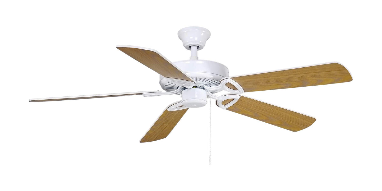 AM-TW-WH-52 Atlas America 52" Ceiling Fan in Gloss White with Reversible White/Light Oak Wood Tone Blades