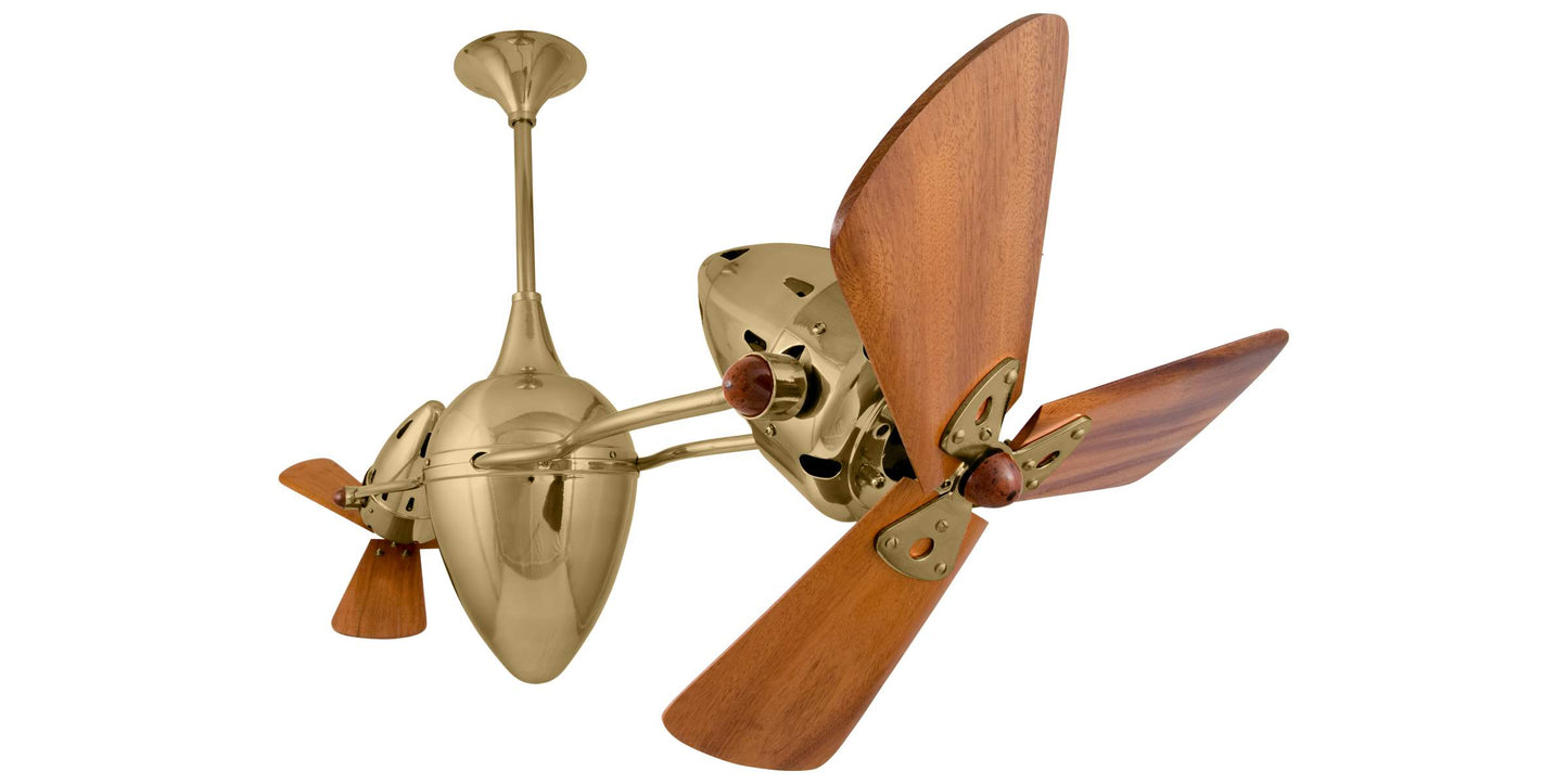 AR-PB-WD Matthews Ar Ruthiane 48" Ceiling Fan in Polished Brass with Mahogany Blades