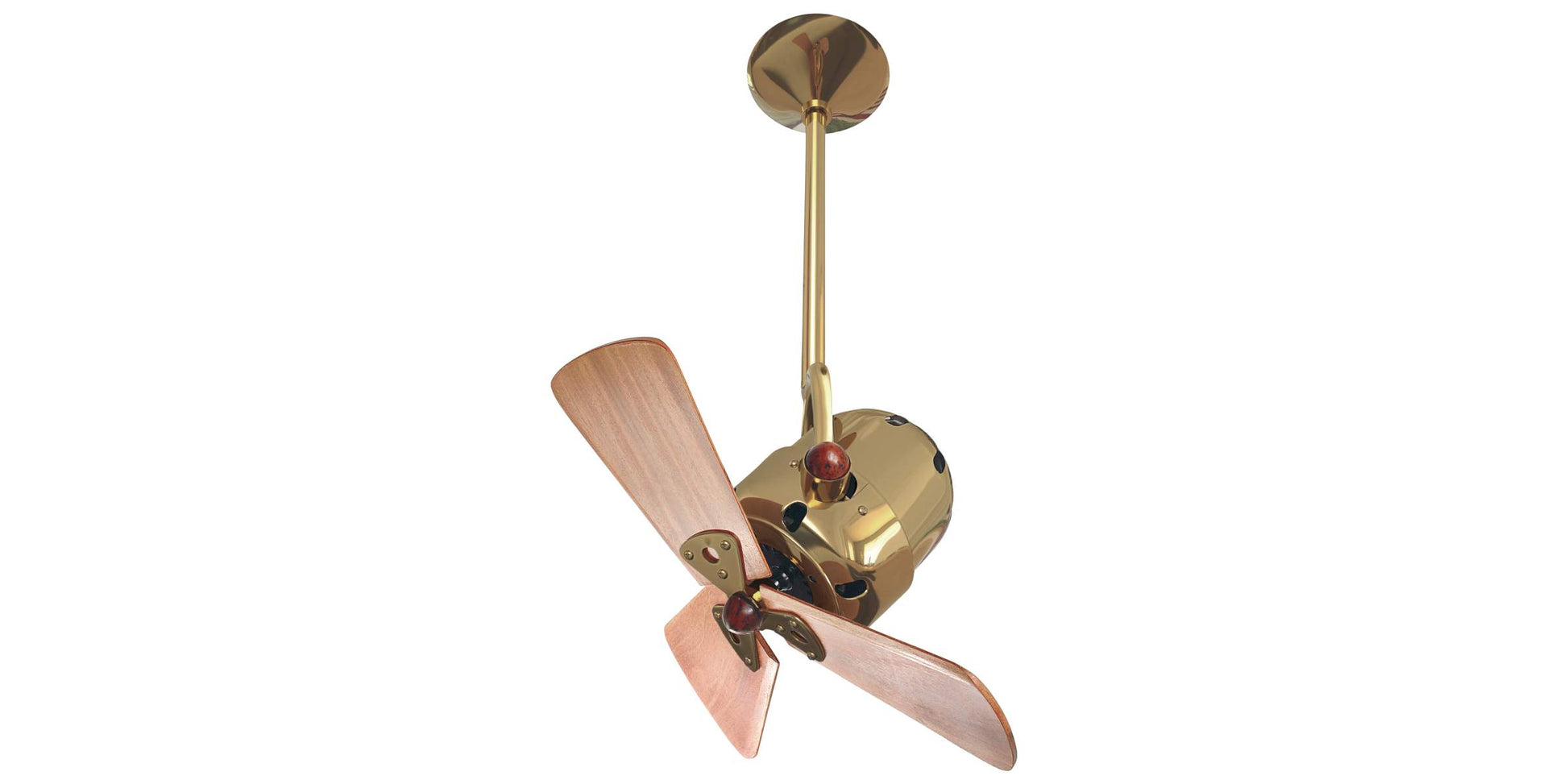 BD-PB-WD Matthews Bianca Direcional 16" Ceiling Fan in Polished Brass with Mahogany Blades