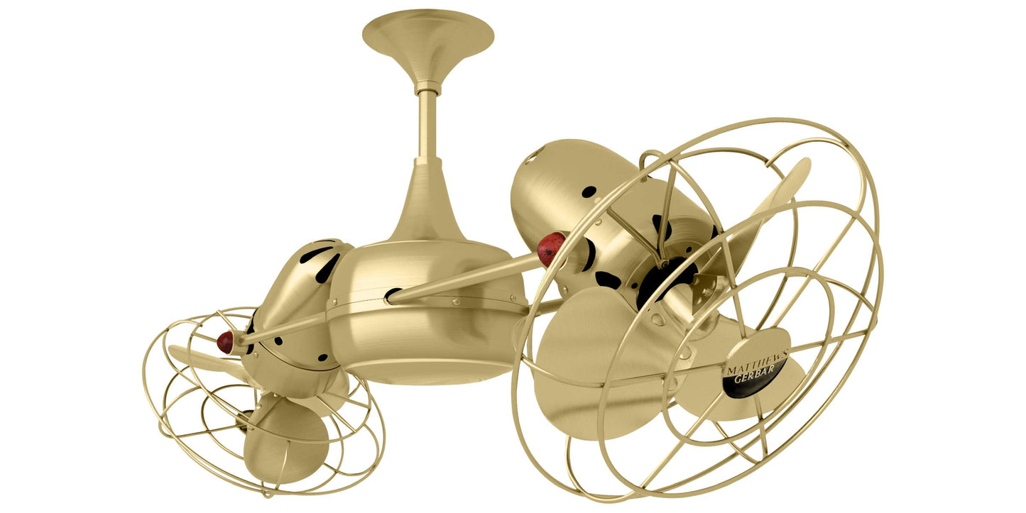 DD-BRBR-MTL Matthews Duplo-Dinamico 39" Ceiling Fan in Brushed Brass with Brushed Brass Blades