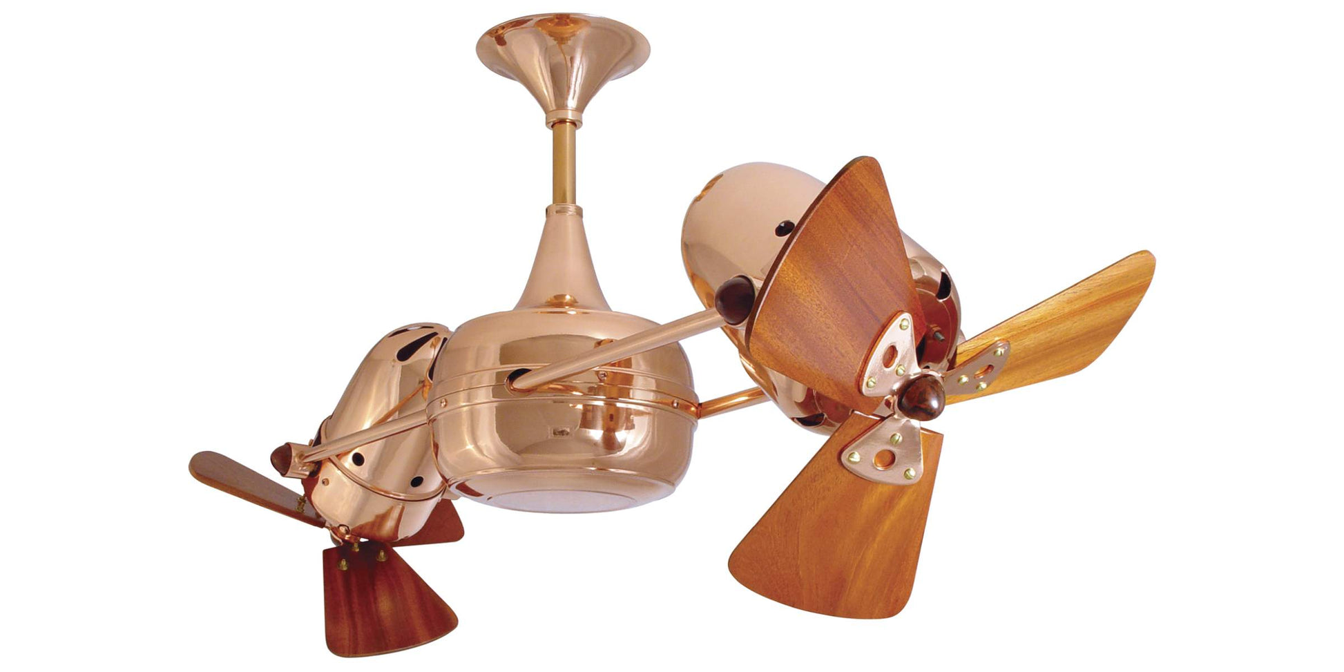 DD-CP-WD Matthews Duplo-Dinamico 36" Ceiling Fan in Polished Copper with Mahogany Blades