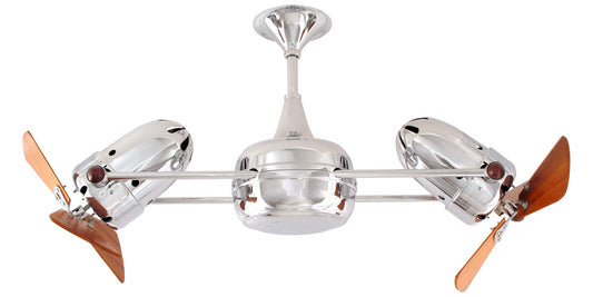 DD-CR-WD-DAMP Matthews Duplo-Dinamico 36" Ceiling Fan in Polished Chrome with Mahogany Blades