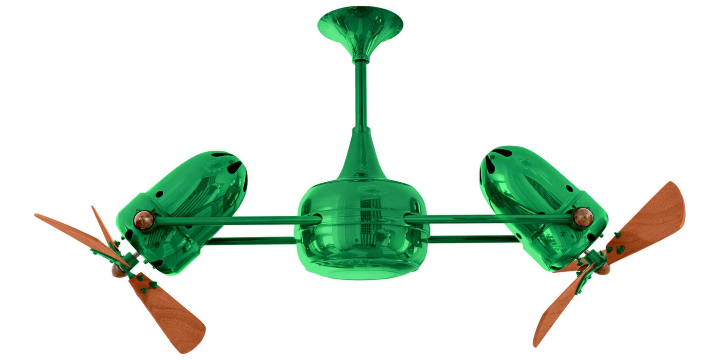 DD-GREEN-WD Matthews Duplo-Dinamico 36" Ceiling Fan in Green with Mahogany Blades