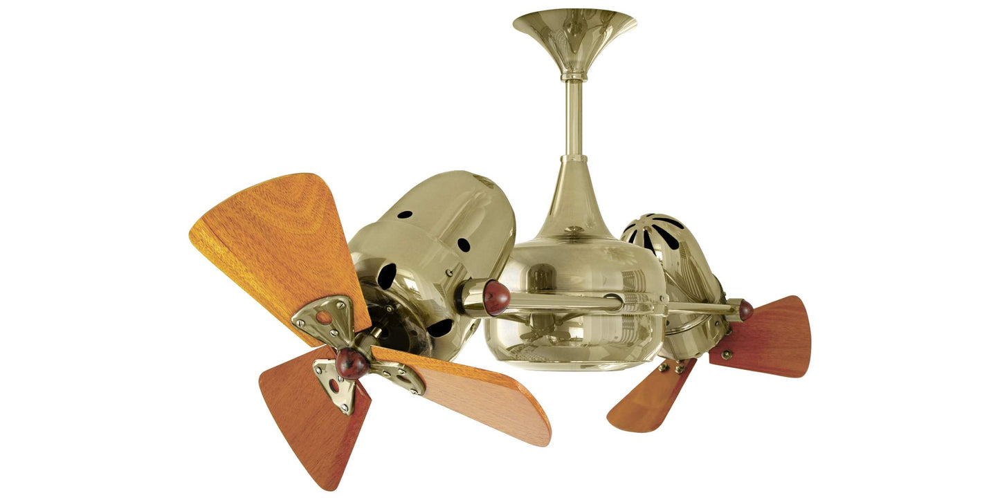 DD-PB-WD Matthews Duplo-Dinamico 36" Ceiling Fan in Polished Brass with Mahogany Blades