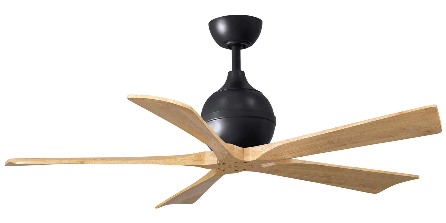 IR5-BK-LM-52 Atlas Irene 52" Ceiling Fan in Matte Black with Light Maple Blades