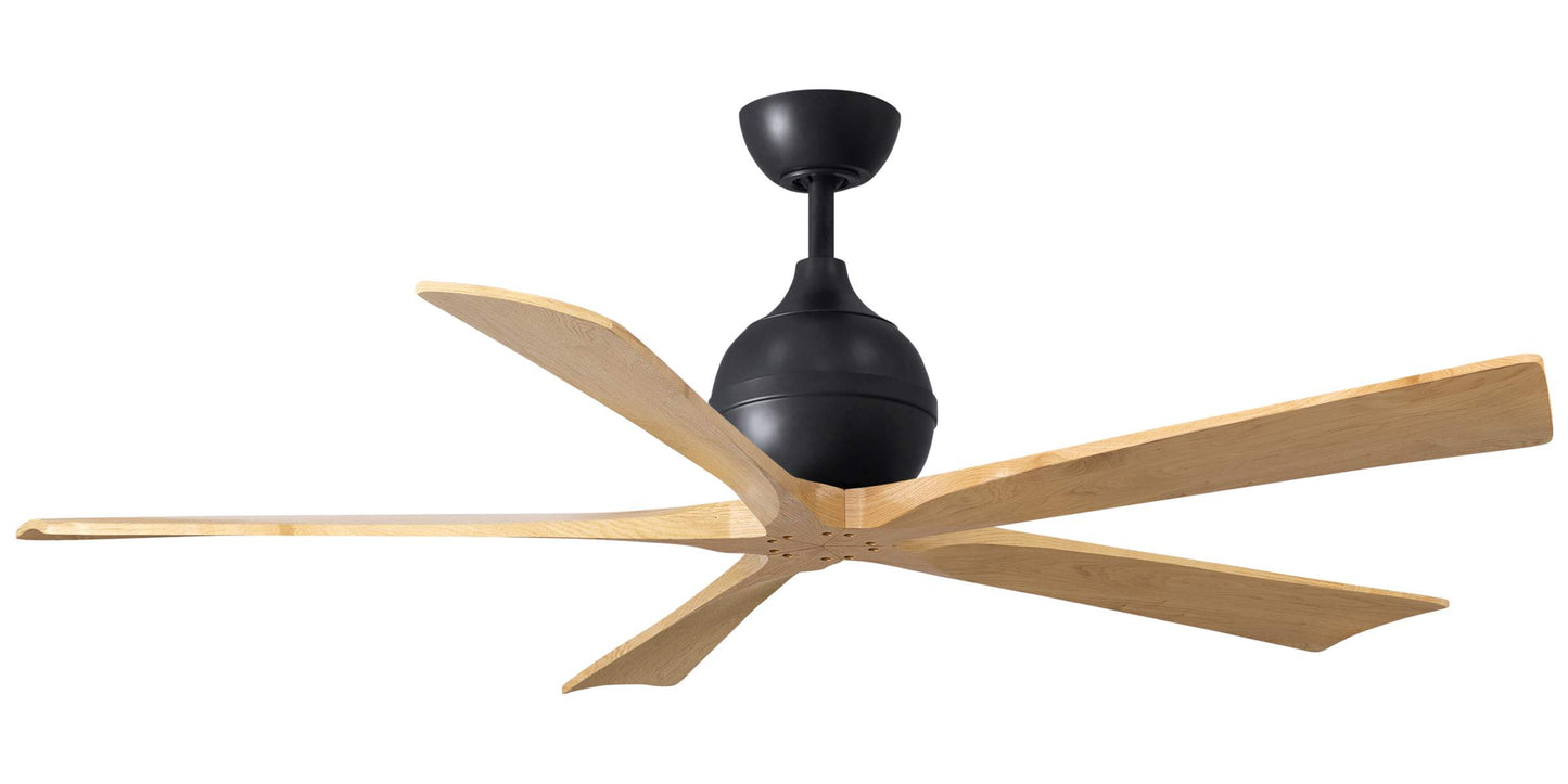 IR5-BK-LM-60 Atlas Irene 60" Ceiling Fan in Matte Black with Light Maple Blades