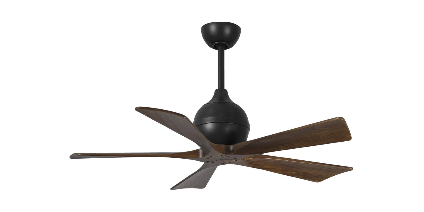 IR5-BK-WA-42 Atlas Irene 42" Ceiling Fan in Matte Black with Walnut Tone Blades