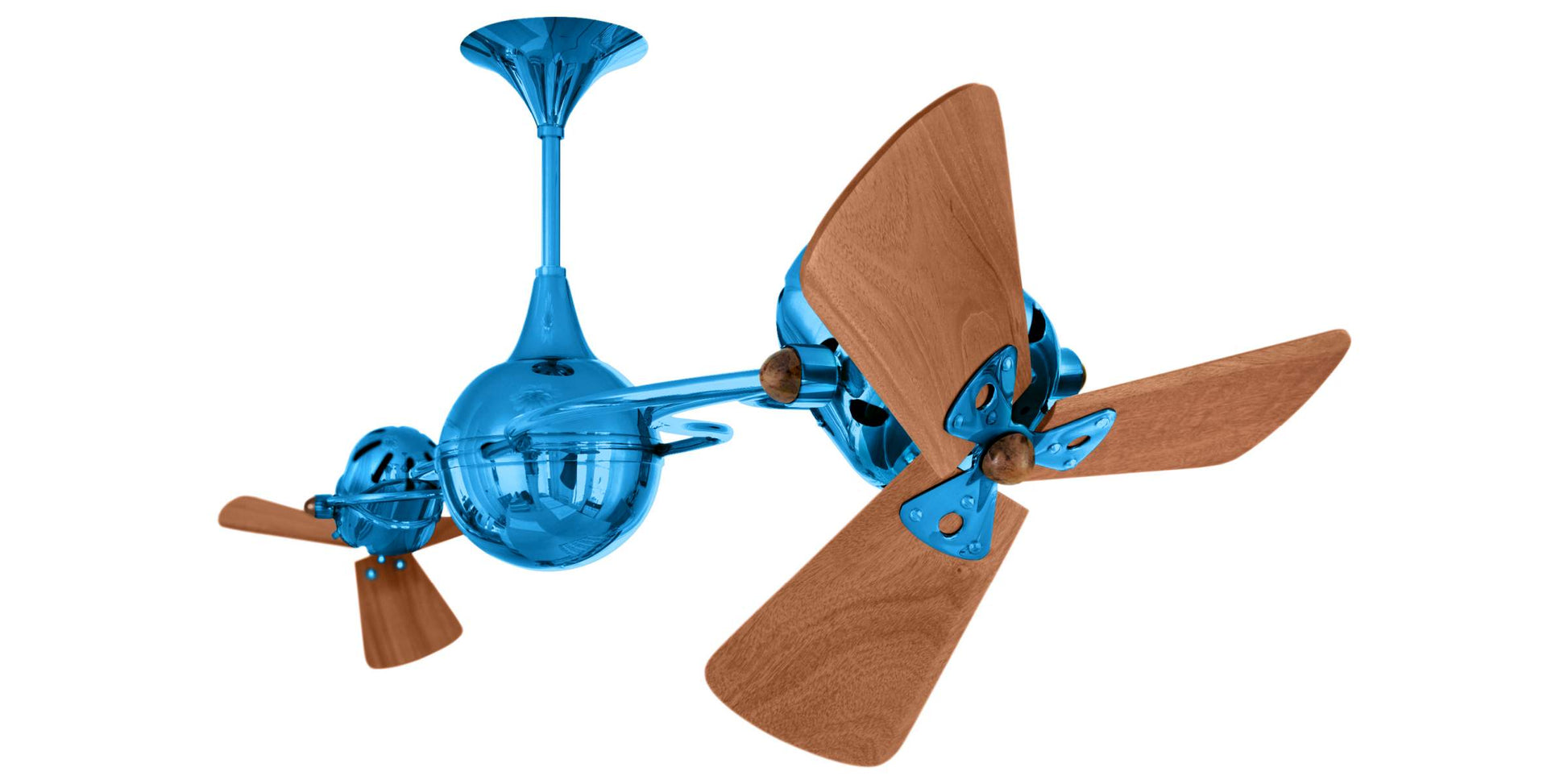 IV-LTBLUE-WD Matthews Italo Ventania 62" Ceiling Fan in Agua Marinha with Mahogany Blades