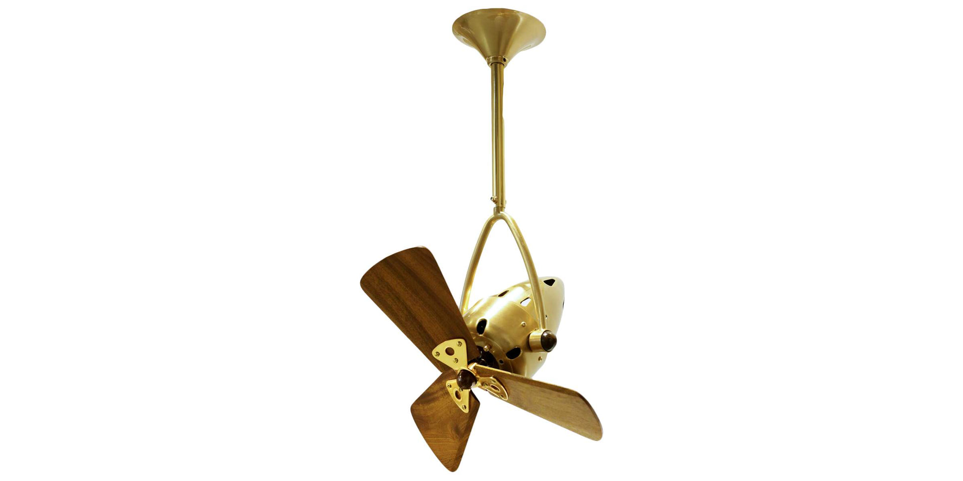 JD-BRBR-WD Matthews Jarold Direcional 16" Ceiling Fan in Brushed Brass with Mahogany Blades