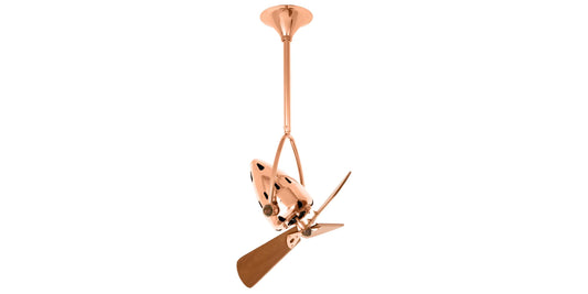 JD-CP-WD Matthews Jarold Direcional 16" Ceiling Fan in Polished Copper with Mahogany Blades