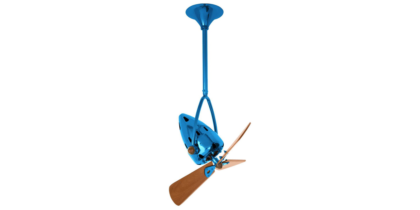 JD-LTBLUE-WD Matthews Jarold Direcional 16" Ceiling Fan in Agua Marinha with Mahogany Blades