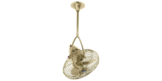 JD-PB-MTL Matthews Jarold Direcional 13" Ceiling Fan in Polished Brass with Polished Brass Blades