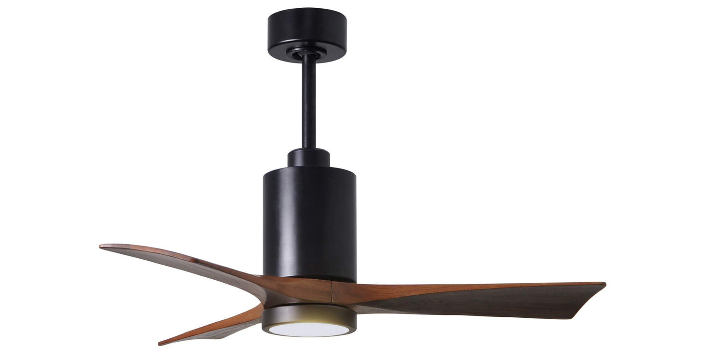 PA3-BK-WA-42 Atlas Patricia 42" Ceiling Fan in Matte Black with Walnut Tone Blades