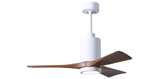 PA3-WH-WA-42 Atlas Patricia 42" Ceiling Fan in Gloss White with Walnut Tone Blades