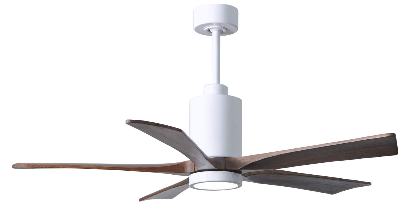 PA5-WH-WA-52 Atlas Patricia 52" Ceiling Fan in Gloss White with Walnut Tone Blades