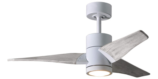 SJ-WH-BW-42 Atlas Super Janet 42" Ceiling Fan in Gloss White with Barn Wood Tone Blades