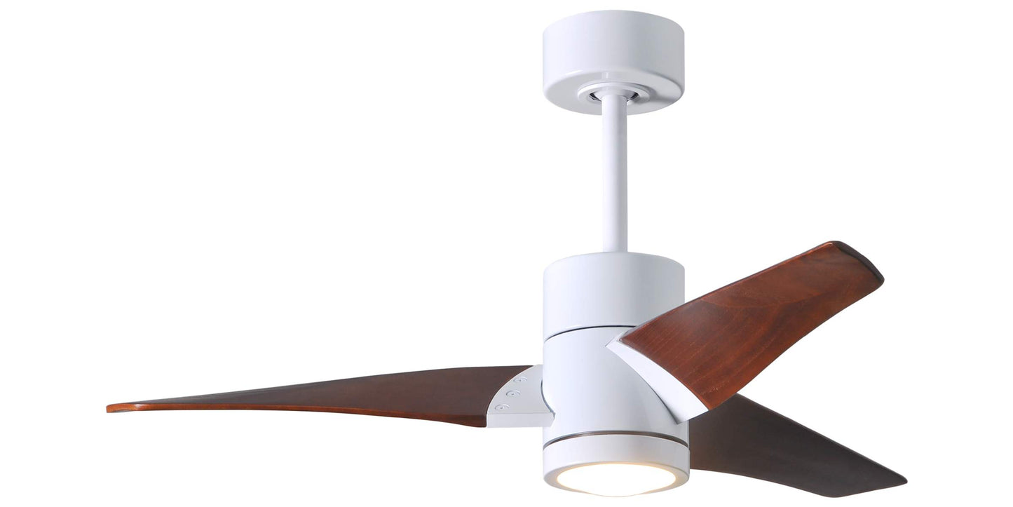 SJ-WH-WN-42 Atlas Super Janet 42" Ceiling Fan in Gloss White with Walnut Tone Blades